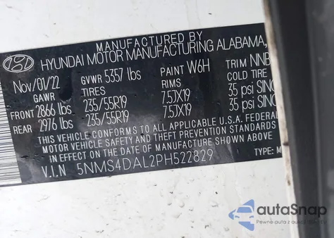 2023 Hyundai Santa Fe Limited z USA, uszkodzony, nr VIN 5NMS4DAL2PH522829